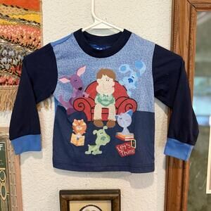 Vintage 00s RARE Blues Clues Cartoon Fuzzy Pajama Animal Shirt Size Kids Medium